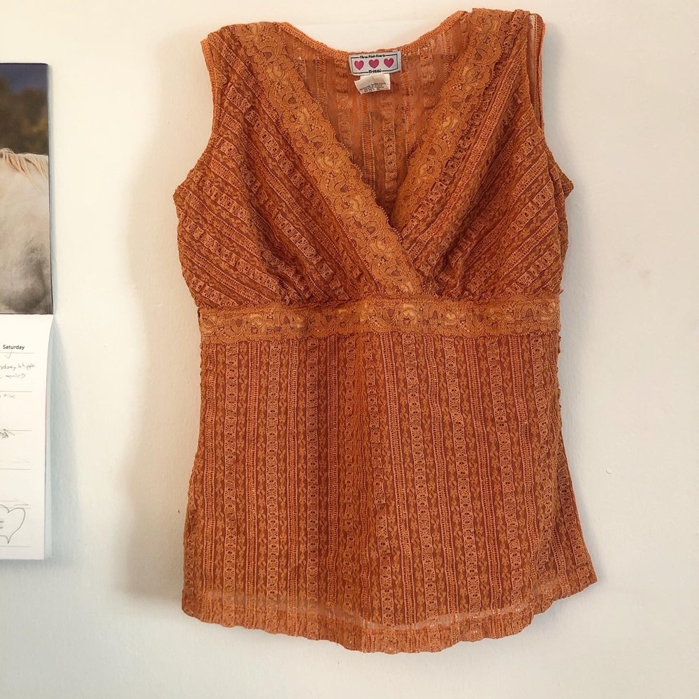 Burnt Orange Lace Tank Top